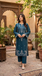 RIWAQ - 2PCS EMBROIDERED UNSTITCHED DHANAK SUIT #RWQ2004