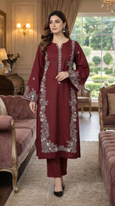 RIWAQ - 2PCS EMBROIDERED UNSTITCHED DHANAK SUIT #RWQ2028
