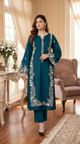 RIWAQ - 2PCS EMBROIDERED UNSTITCHED DHANAK SUIT #RWQ2111