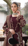 KAHF WINE RED 3PC UNSTITCHED EMBROIDERED