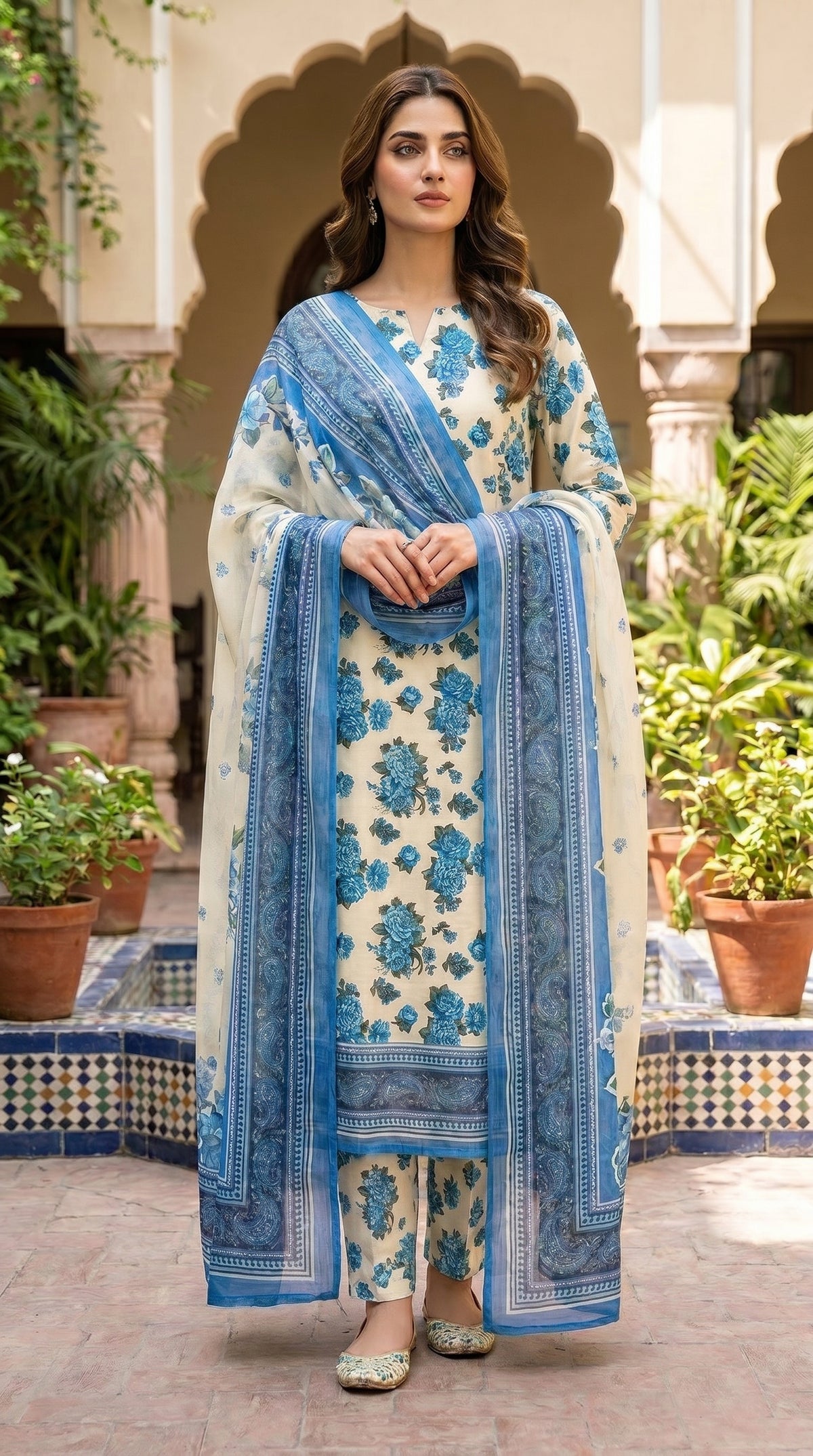 RIWAQ - 3PCS UNSTITCHED PREMIUM LAWN SUIT #RWQ036