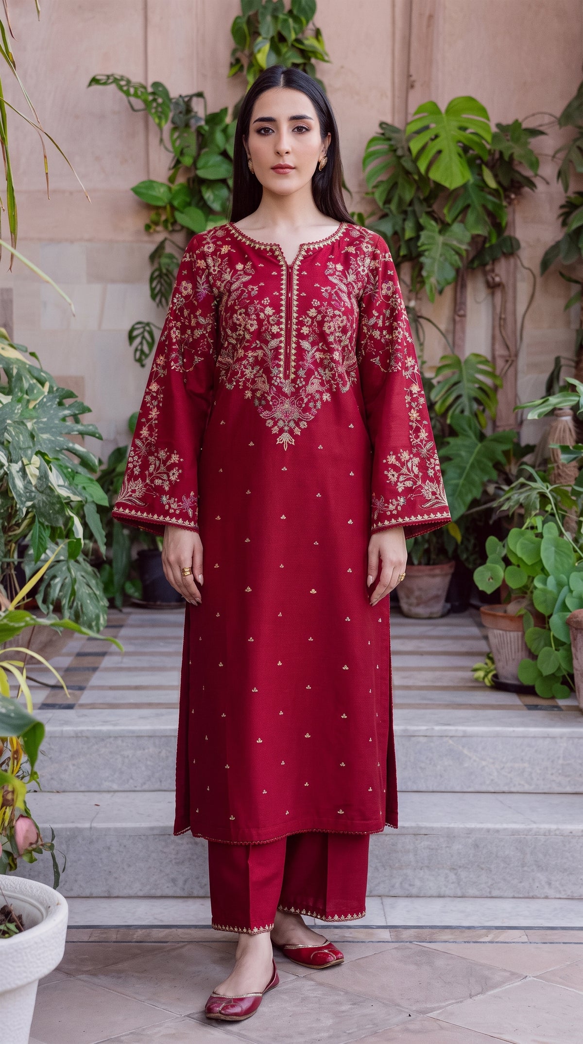 RIWAQ - 2PCS EMBROIDERED UNSTITCHED DHANAK SUIT #RWQ2133
