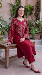 RIWAQ - 2PCS EMBROIDERED UNSTITCHED DHANAK SUIT #RWQ2133