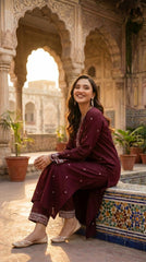 RIWAQ - 2PCS EMBROIDERED UNSTITCHED DHANAK SUIT #RWQ2064