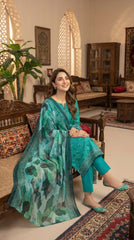 RIWAQ - 3PCS UNSTITCHED PREMIUM LAWN SUIT #RWQ038