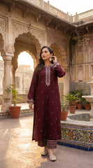 RIWAQ - 2PCS EMBROIDERED UNSTITCHED DHANAK SUIT #RWQ2064