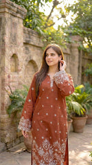 RIWAQ - 2PCS EMBROIDERED UNSTITCHED DHANAK SUIT #RWQ2071