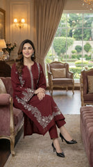 RIWAQ - 2PCS EMBROIDERED UNSTITCHED DHANAK SUIT #RWQ2028