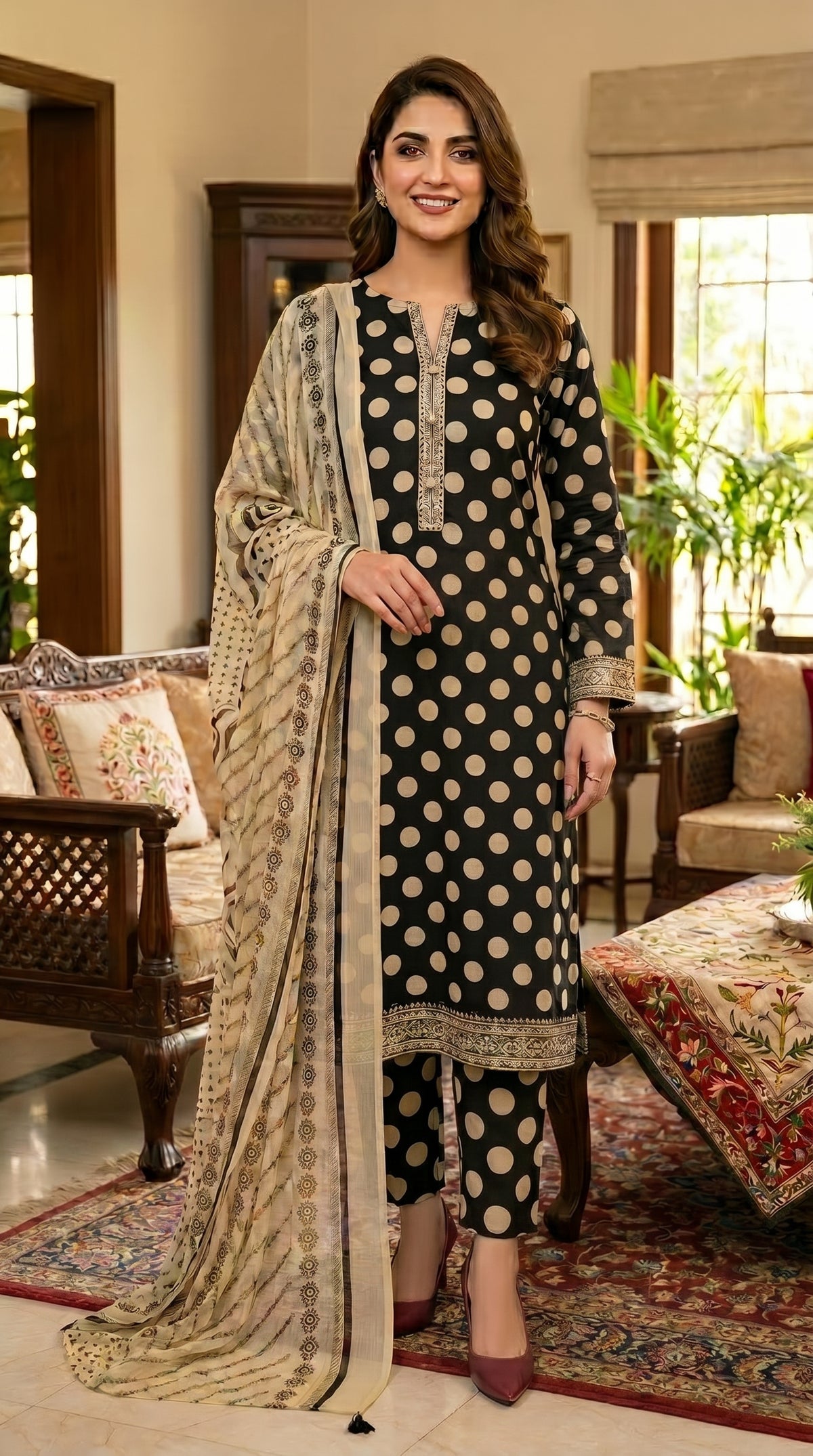 RIWAQ - 3PCS UNSTITCHED PREMIUM LAWN SUIT #RWQ037