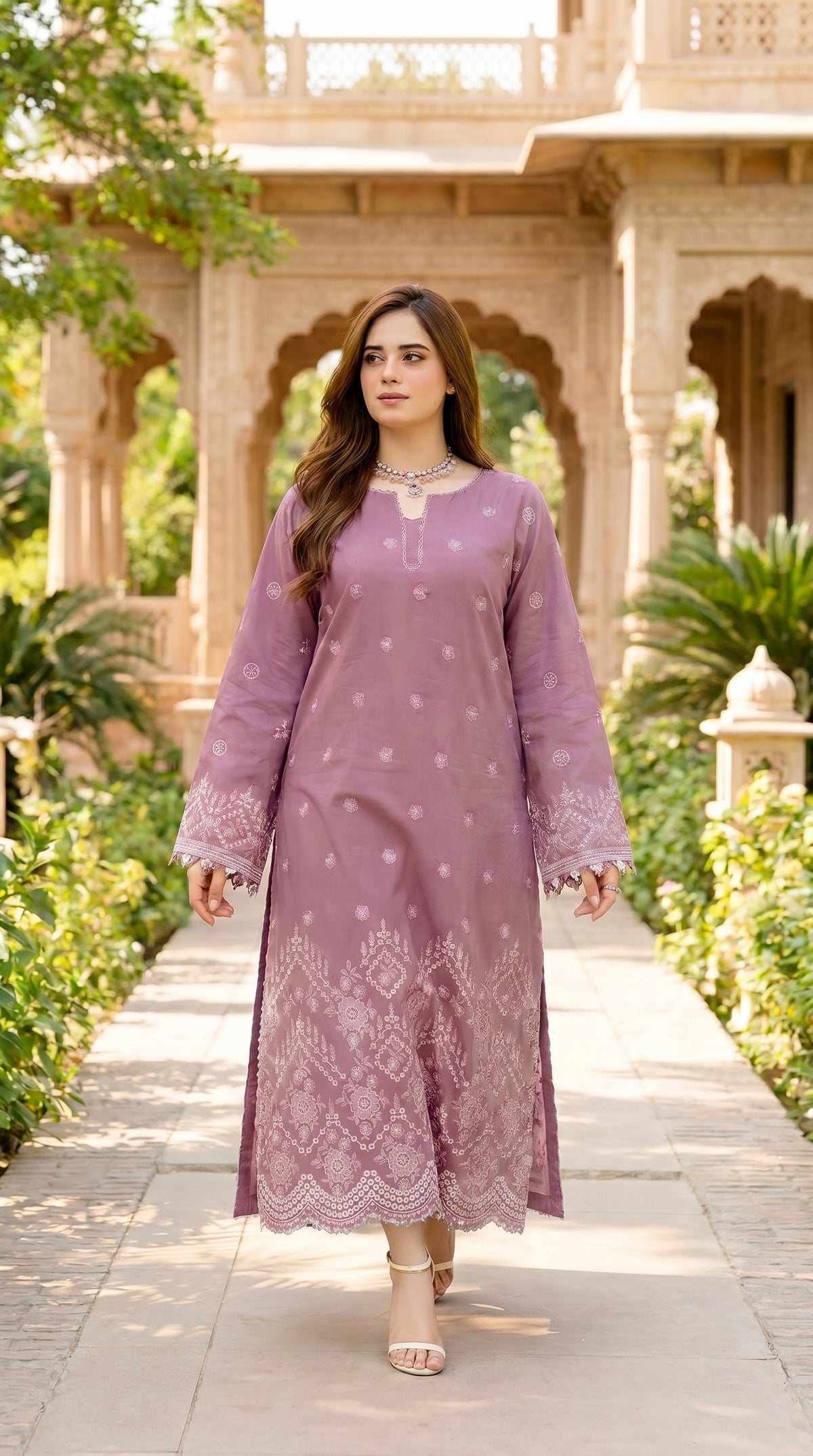 RIWAQ - 2PCS EMBROIDERED UNSTITCHED DHANAK SUIT #RWQ2070