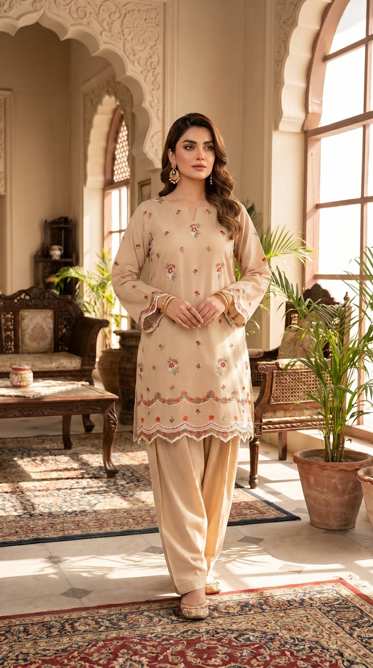 RIWAQ - 2PCS EMBROIDERED UNSTITCHED LAWN SUIT #RWQ084