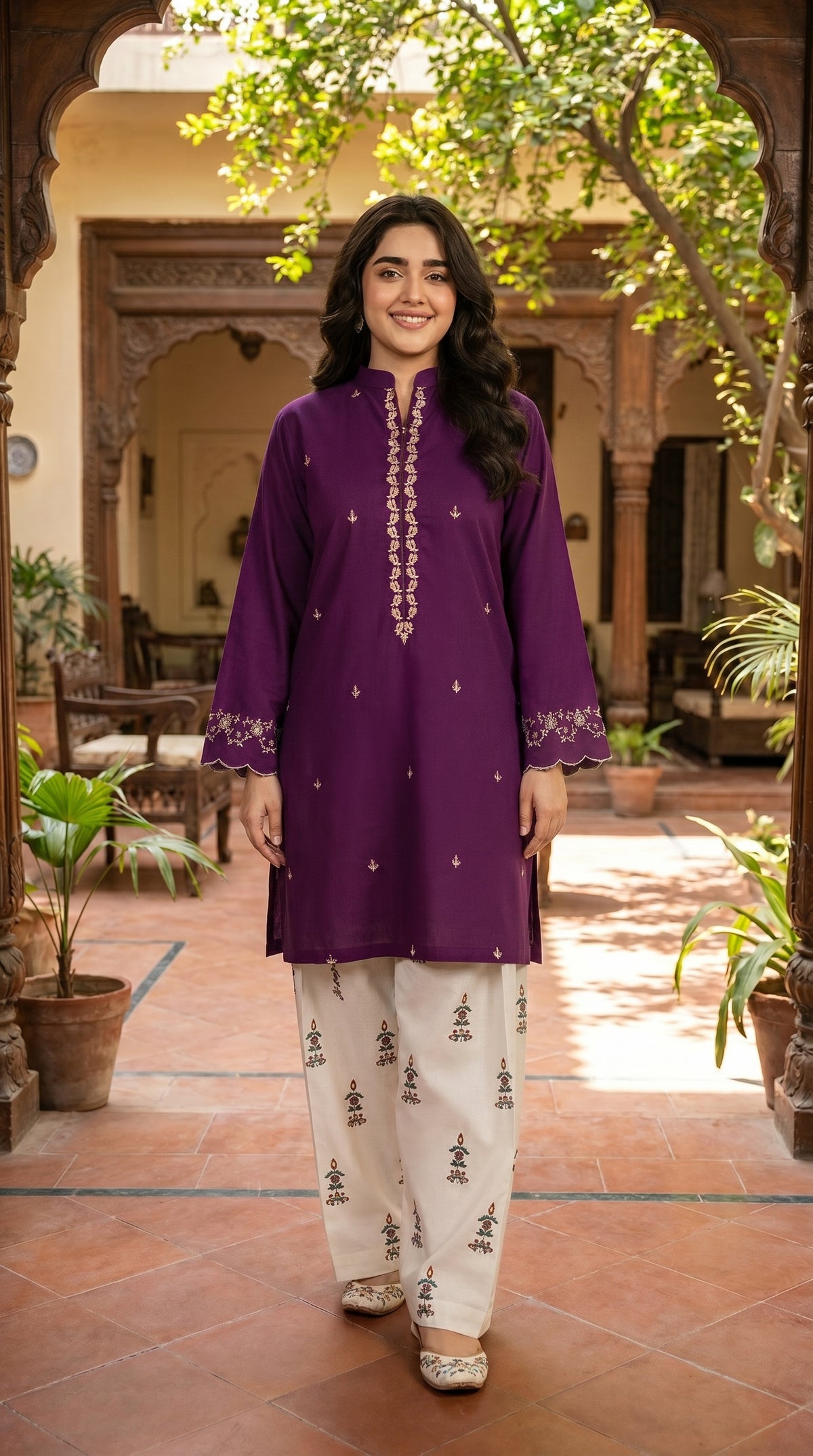 RIWAQ - 2PCS EMBROIDERED UNSTITCHED LAWN SUIT #RWQ088