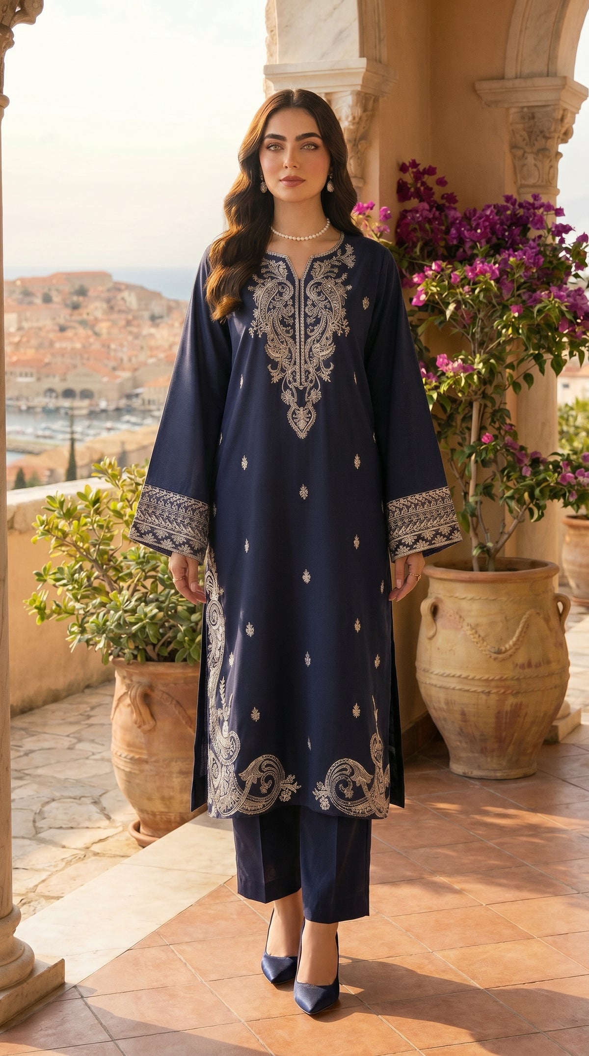 RIWAQ - 2PCS EMBROIDERED UNSTITCHED LAWN SUIT #RWQ105