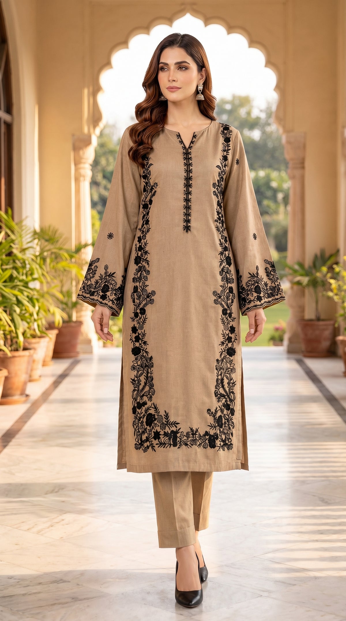 RIWAQ - 2PCS EMBROIDERED UNSTITCHED DHANAK SUIT #RWQ2031