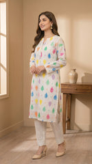RIWAQ - 2PCS PRINTED UNSTITCHED LAWN SUIT #RWQ100