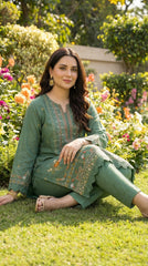 RIWAQ - 2PCS EMBROIDERED UNSTITCHED LAWN SUIT #RWQ016