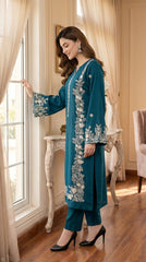 RIWAQ - 2PCS EMBROIDERED UNSTITCHED DHANAK SUIT #RWQ2111