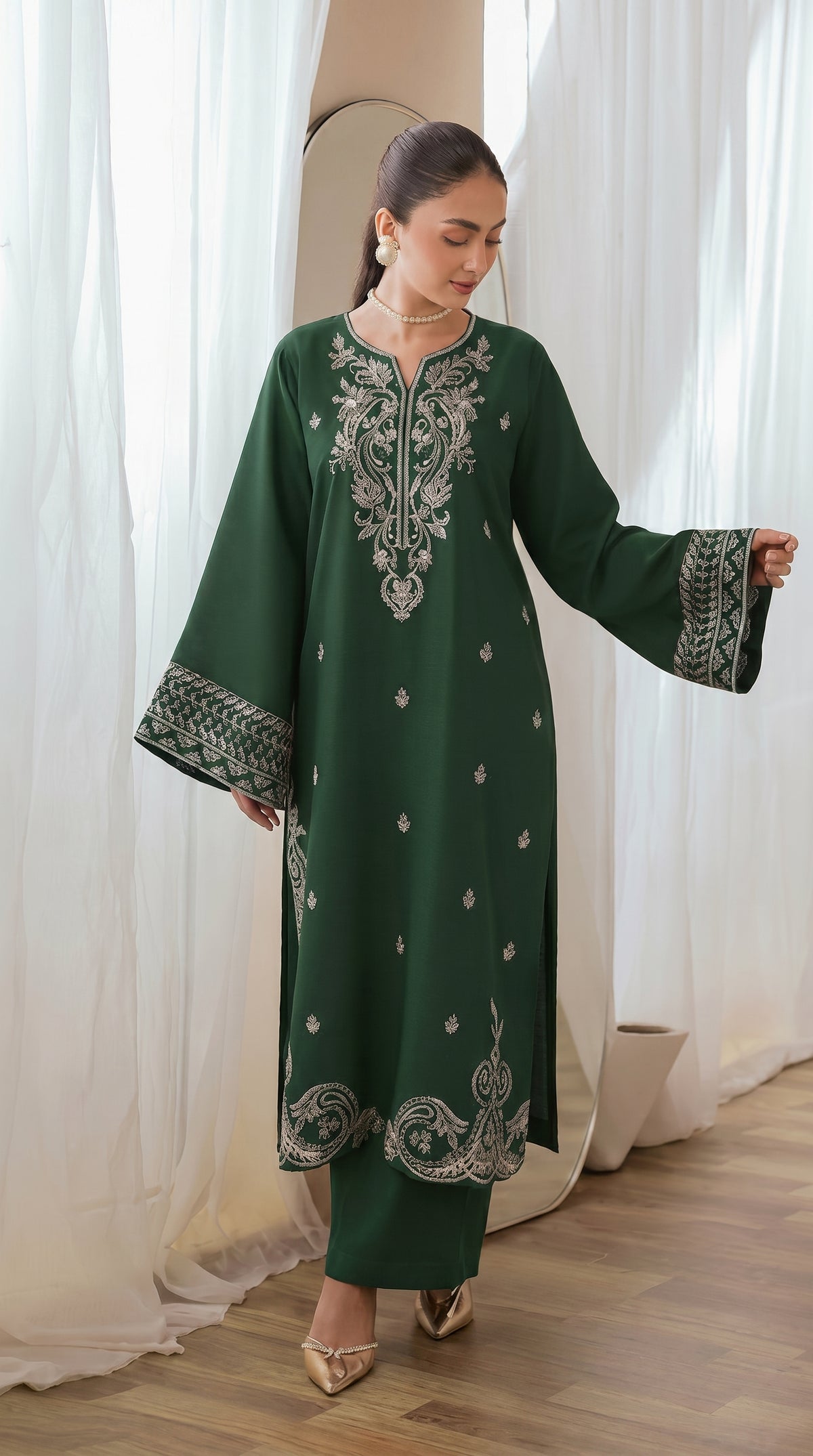 RIWAQ - 2PCS EMBROIDERED UNSTITCHED DHANAK SUIT #RWQ2107
