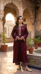 RIWAQ - 2PCS EMBROIDERED UNSTITCHED DHANAK SUIT #RWQ2064