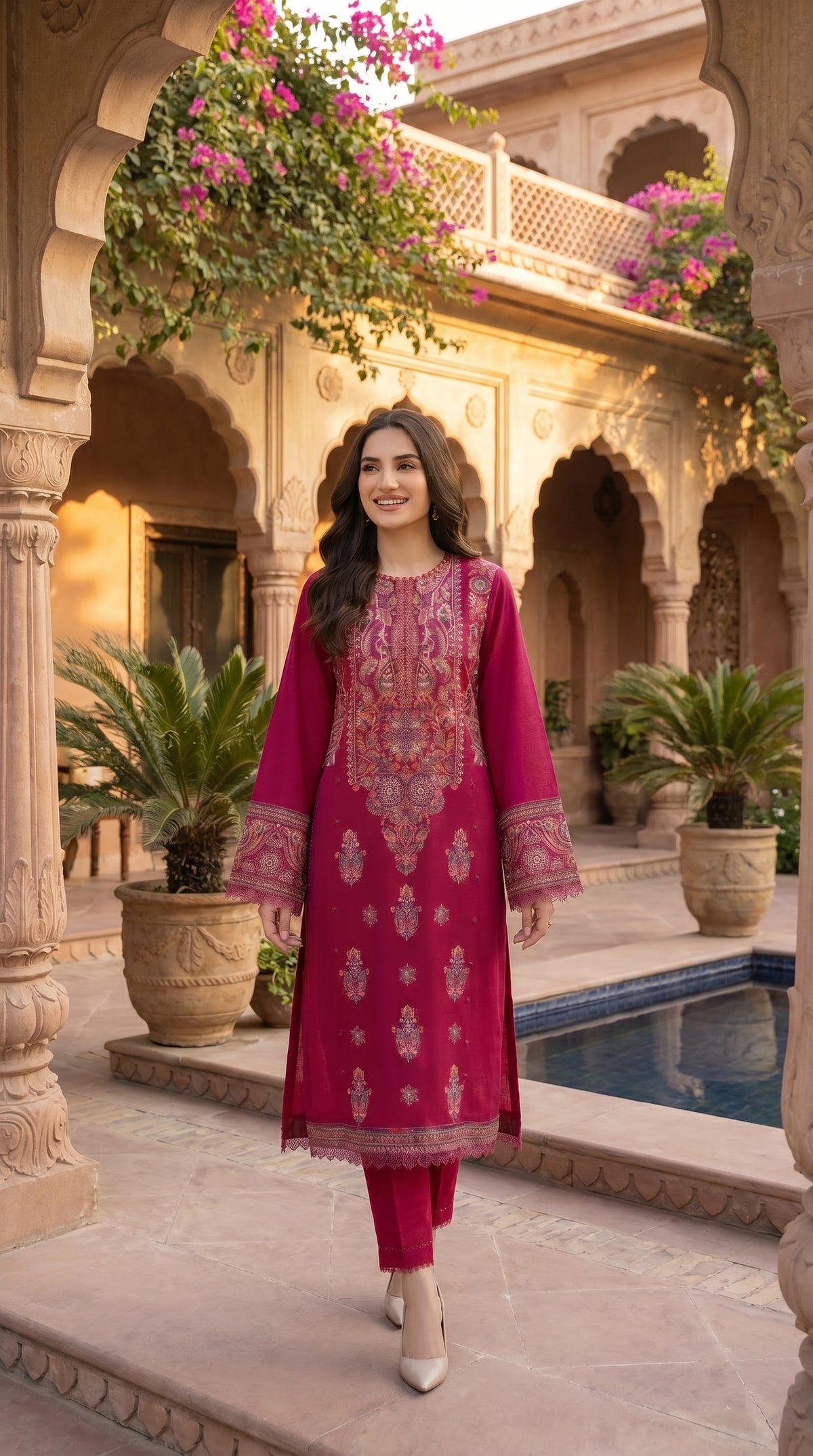 RIWAQ - 2PCS EMBROIDERED UNSTITCHED DHANAK SUIT #RWQ2080