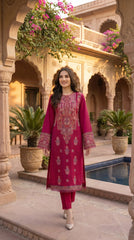 RIWAQ - 2PCS EMBROIDERED UNSTITCHED DHANAK SUIT #RWQ2080