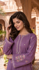 RIWAQ - 2PCS EMBROIDERED UNSTITCHED DHANAK SUIT #RWQ2110