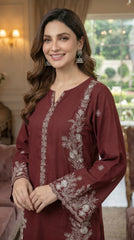 RIWAQ - 2PCS EMBROIDERED UNSTITCHED DHANAK SUIT #RWQ2028