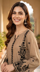 RIWAQ - 2PCS EMBROIDERED UNSTITCHED DHANAK SUIT #RWQ2031