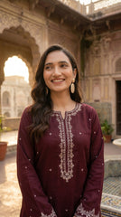 RIWAQ - 2PCS EMBROIDERED UNSTITCHED DHANAK SUIT #RWQ2064