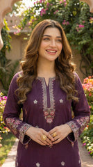 RIWAQ - 2PCS EMBROIDERED UNSTITCHED DHANAK SUIT #RWQ2077