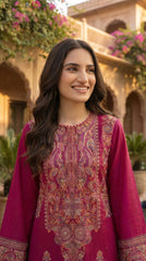 RIWAQ - 2PCS EMBROIDERED UNSTITCHED DHANAK SUIT #RWQ2080