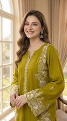 RIWAQ - 2PCS EMBROIDERED UNSTITCHED LAWN SUIT #RWQ081
