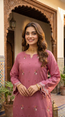 RIWAQ - 2PCS EMBROIDERED UNSTITCHED LAWN SUIT #RWQ083