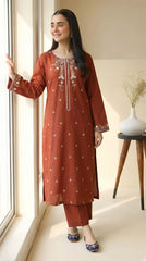 RIWAQ - 2PCS EMBROIDERED UNSTITCHED DHANAK SUIT #RWQ2115
