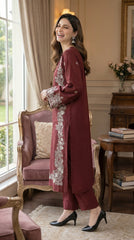 RIWAQ - 2PCS EMBROIDERED UNSTITCHED DHANAK SUIT #RWQ2028