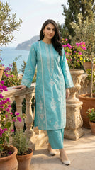 RIWAQ - 2PCS EMBROIDERED UNSTITCHED DHANAK SUIT #RWQ2021