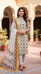 RIWAQ - 3PCS UNSTITCHED PREMIUM LAWN SUIT #RWQ305
