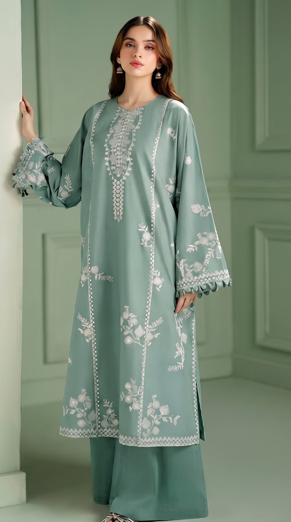 RIWAQ - 2PCS EMBROIDERED UNSTITCHED DHANAK SUIT #RWQ2135