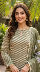 RIWAQ - 3PCS UNSTITCHED PREMIUM LAWN SUIT #RWQ302