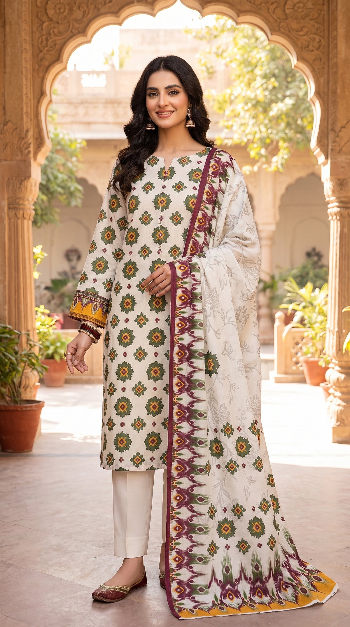 RIWAQ - 3PCS UNSTITCHED PREMIUM LAWN SUIT #RWQ312