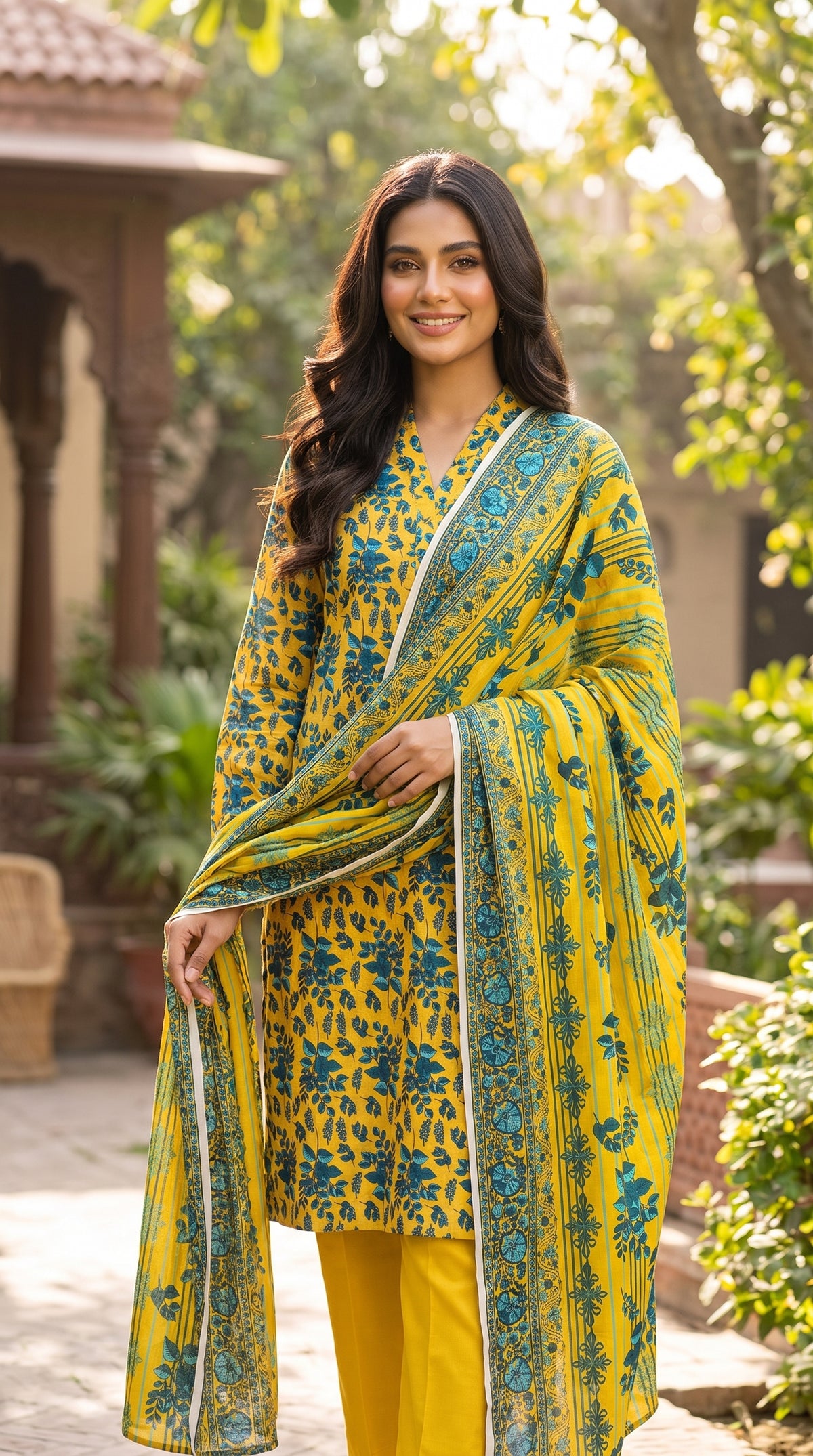 RIWAQ - 3PCS UNSTITCHED PREMIUM LAWN SUIT #RWQ313