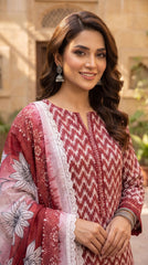 RIWAQ - 3PCS UNSTITCHED PREMIUM LAWN SUIT #RWQ318