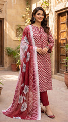 RIWAQ - 3PCS UNSTITCHED PREMIUM LAWN SUIT #RWQ318