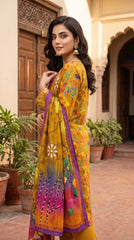 RIWAQ - 3PCS UNSTITCHED PREMIUM LAWN SUIT #RWQ303