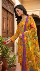 RIWAQ - 3PCS UNSTITCHED PREMIUM LAWN SUIT #RWQ303