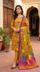 RIWAQ - 3PCS UNSTITCHED PREMIUM LAWN SUIT #RWQ303