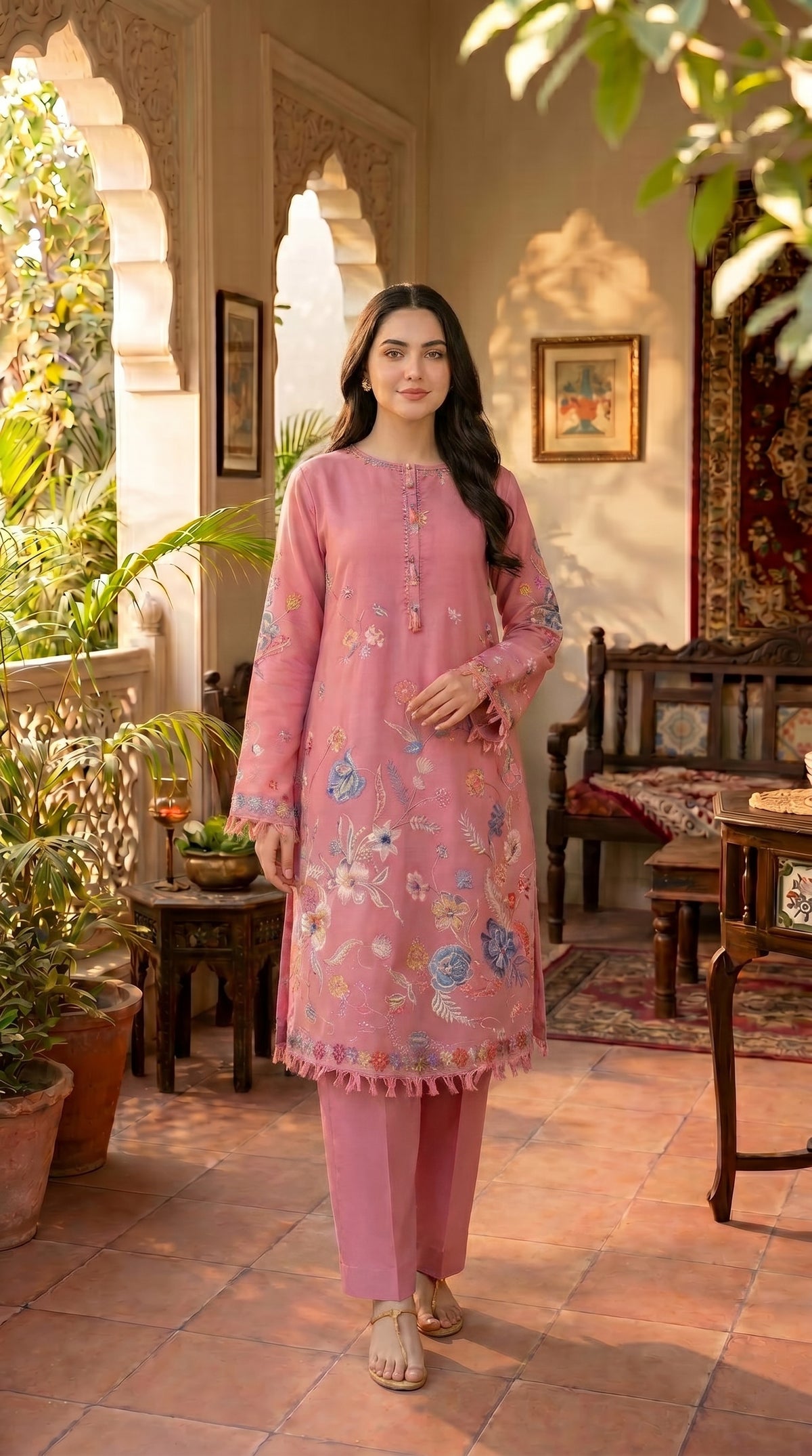 RIWAQ - 2PCS EMBROIDERED UNSTITCHED LAWN SUIT #RWQ014