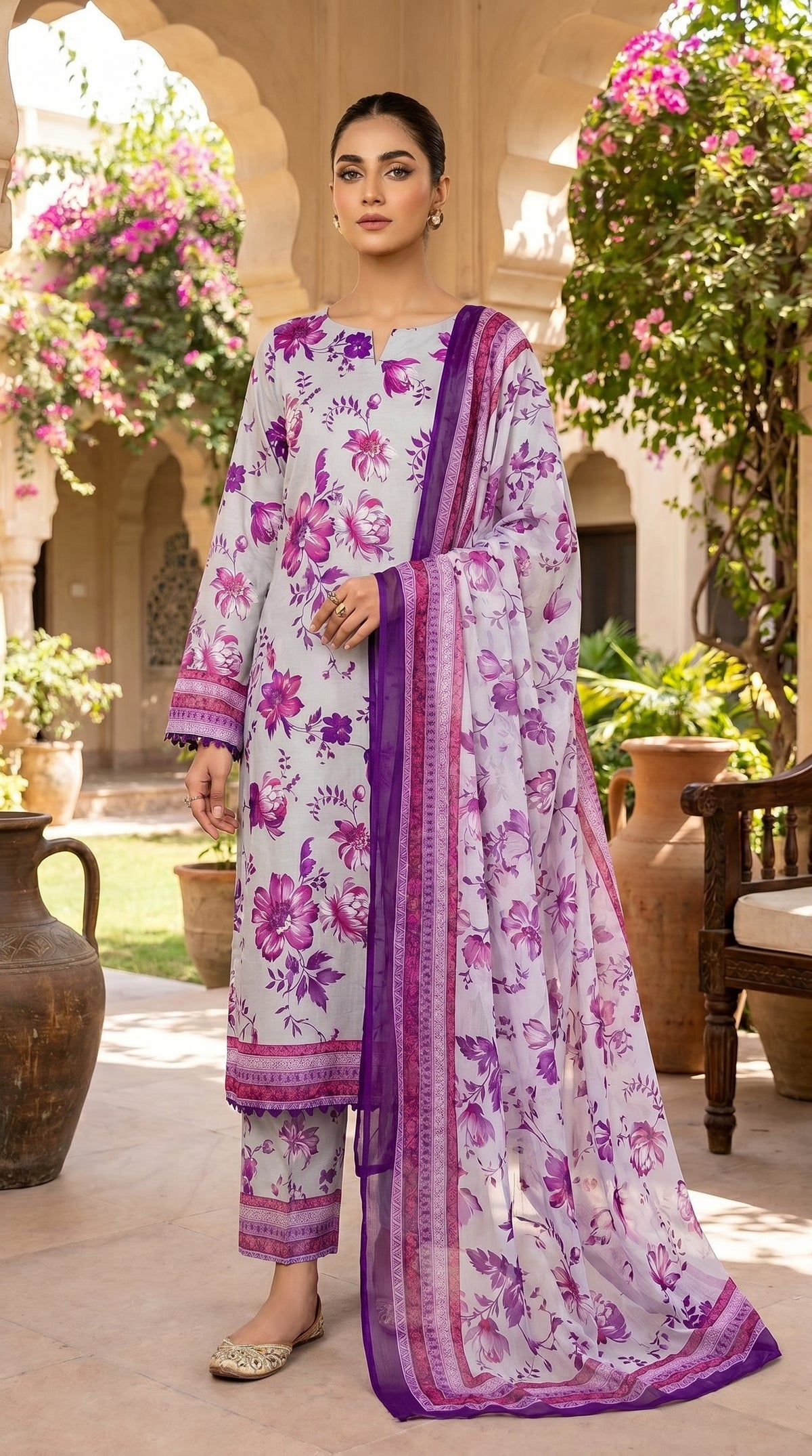 RIWAQ - 3PCS UNSTITCHED PREMIUM LAWN SUIT #RWQ032