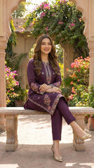 RIWAQ - 2PCS EMBROIDERED UNSTITCHED DHANAK SUIT #RWQ2077
