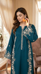 RIWAQ - 2PCS EMBROIDERED UNSTITCHED DHANAK SUIT #RWQ2111